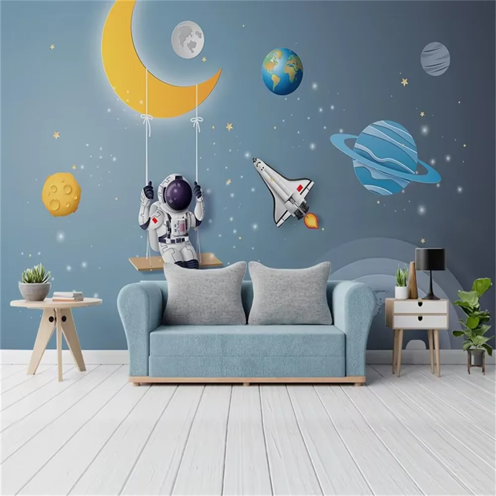 custom 3D Nordic space milky way rocket wallpaper for children's room boy bedroom cartoon Kids Room mural wall papers home decor