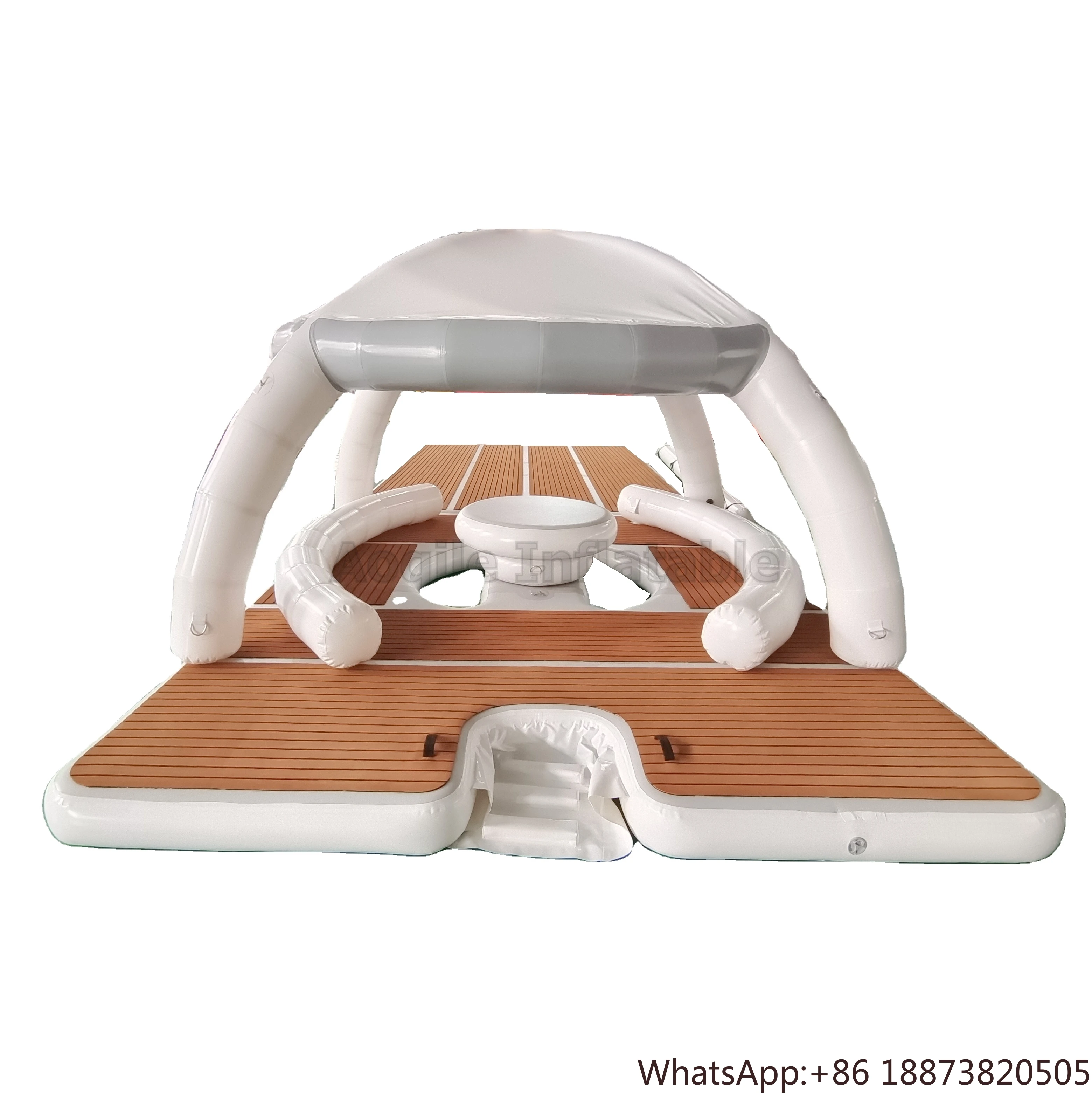 Inflatable Floating Sun Deck Floating Island Lounge Party Leisure Platform Inflatable Floating Party Dock With Tents