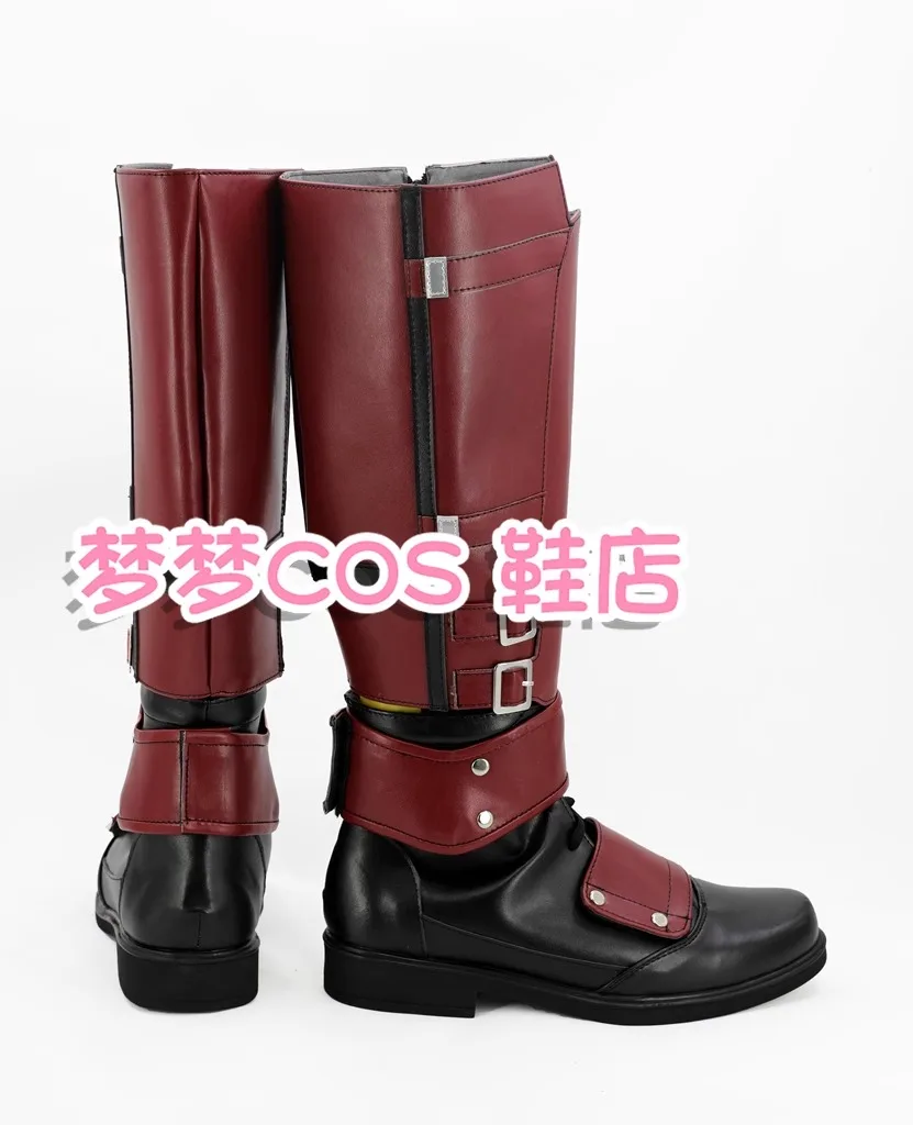 Dead pool cosplay kostuum schoenen handgemaakte kunstleren laarzen