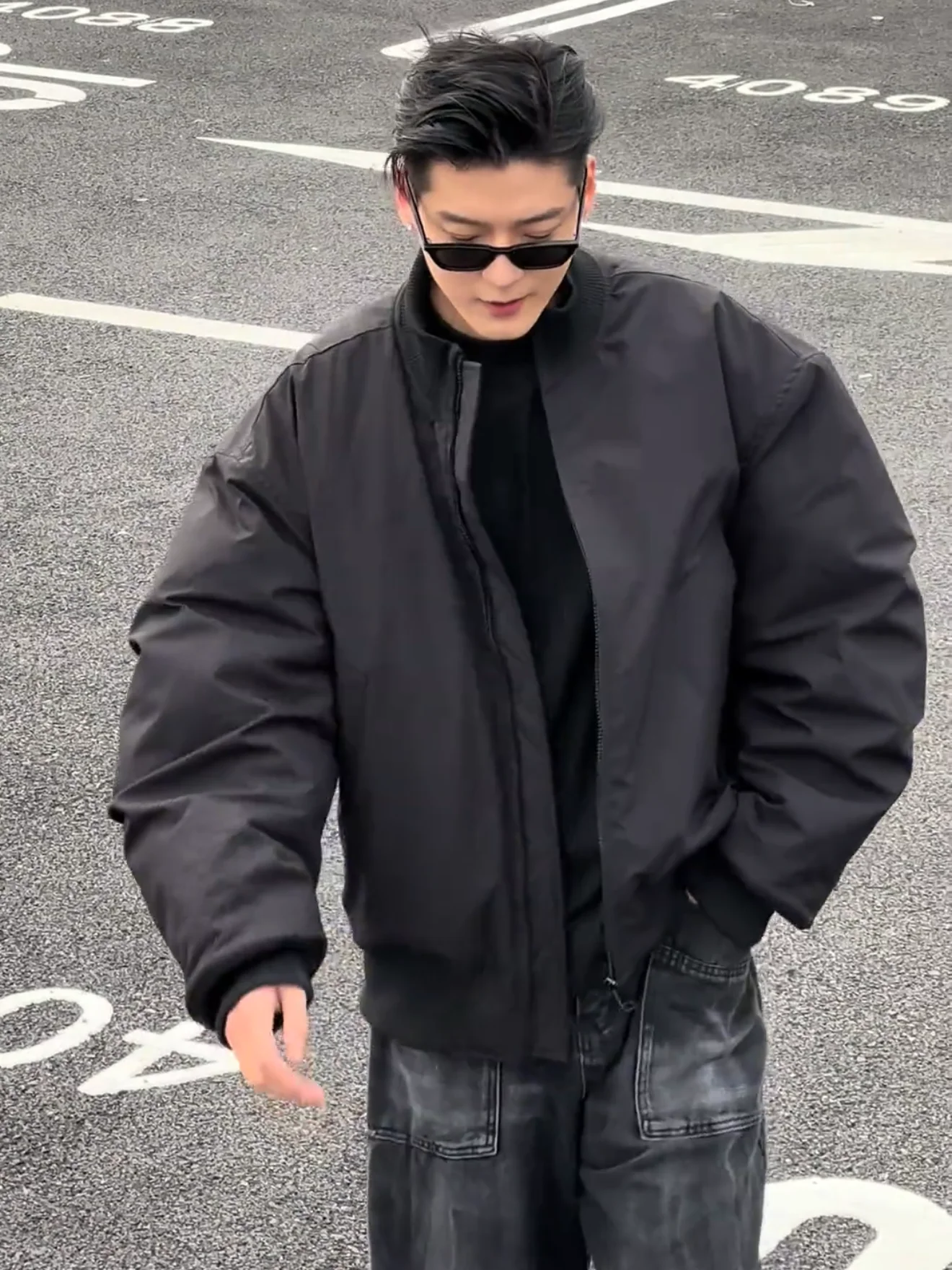 

American Street Sle Batwing Sve Pilot Jaet Men's Versatile Trendy Brand Cotton Fill Stand Collar Jaet Outerwear