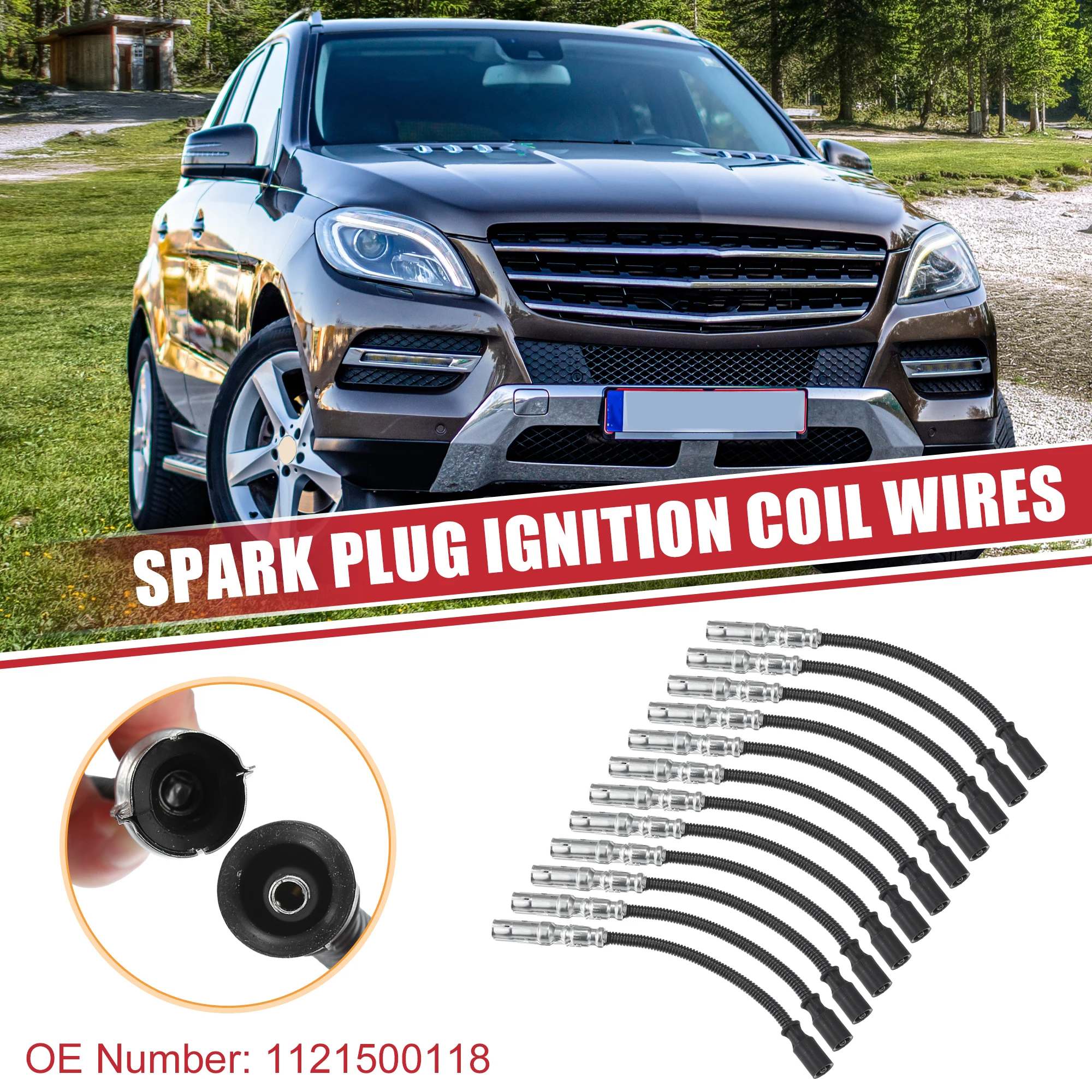 

UXCELL 12 Pcs Spark Plug Wire Ignition Coil Cable No.1121500118 for Mercedes-Benz W163