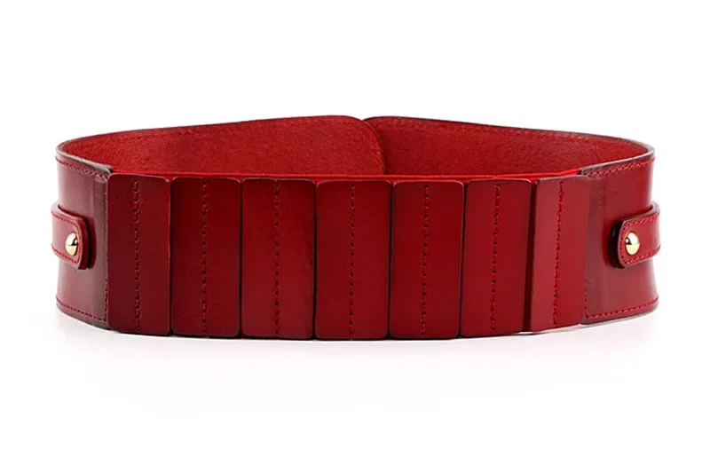 Women's Vintage First Layer Cowhide Leather High Quality Belt with Skirt Coat Elastic Belt