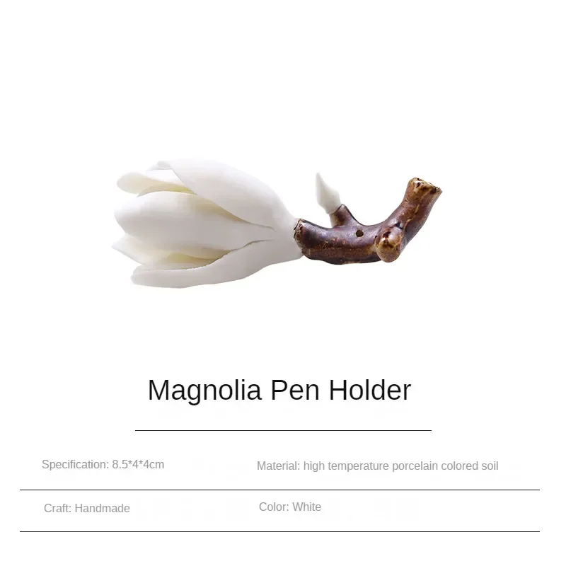 مجموعة حامل أقلام من زهور ماغنوليا المقلدة وأقلام السيراميك، مثالية لدعائم الزخرفية ومستلزمات كتابة الخط