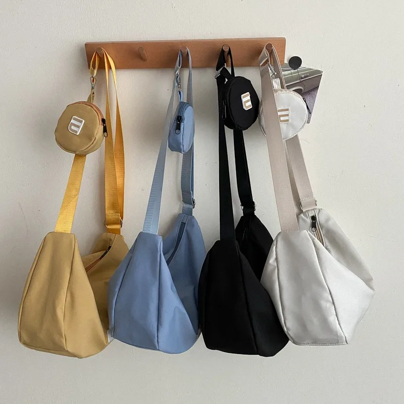 

Women Pure Color Simple Matching Bag New Crossbody Simple Design Fashion Nylon Cloth Dumpling Bag