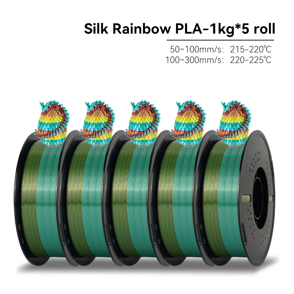KEEPANG PLA Regenboog 3D-filament 1,75 mm 5 kg Zijde PLA-filament Meerkleurig Snel filament Kunststof Voor 3D-printer Materialen Netjes