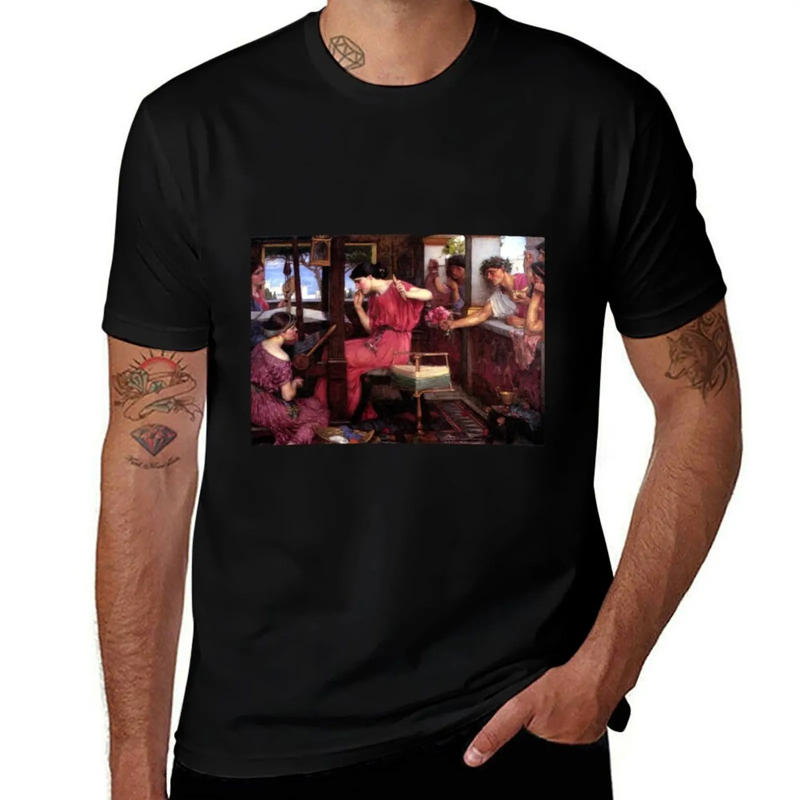 Penelope and her Suitors - John WIlliam Waterhouse T-Shirt Casual Soft Cotton Short Sleeve Tee T-Shirt