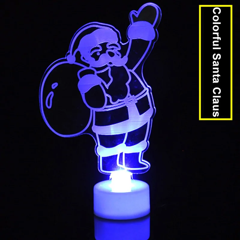 Christmas Glow Colorful Acrylic Small Christmas Tree Snowman Santa Claus Gift For Christmas Decoration Products New Dropshipping