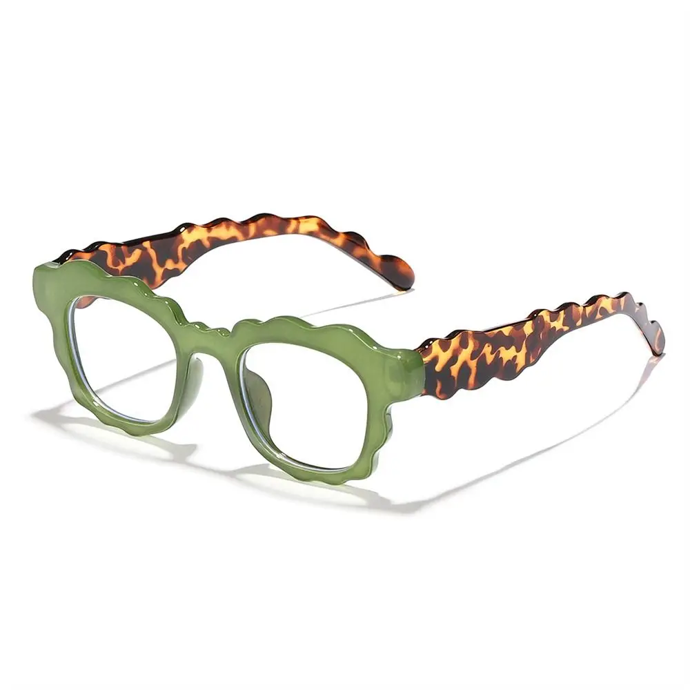 Kacamata sinar biru Anti-UV, kacamata Retro motif macan tutul, kacamata bingkai besar ultra-ringan, kacamata perawatan penglihatan PC cermin datar wanita anak perempuan