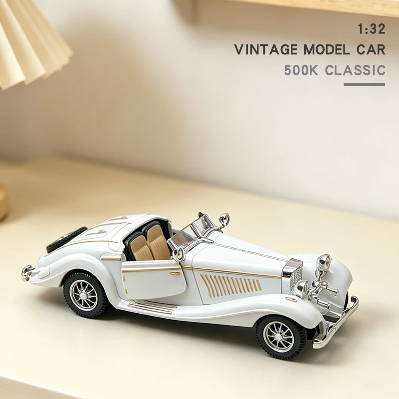 

1:32 Diecast 500K Vintage Classic Car Model Classic Pull Back Car Miniature Vehicle Replica For Collection Gift for Kids