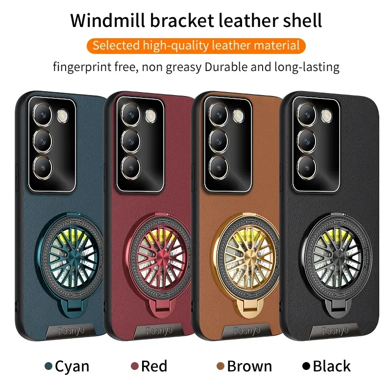 

Кожаный текстурированный чехол для телефона Vivo T2 RUS T3 Ultra T3 Lite T3X T2 Pro 5G противоударный с вращающимся защитным чехлом-держателем