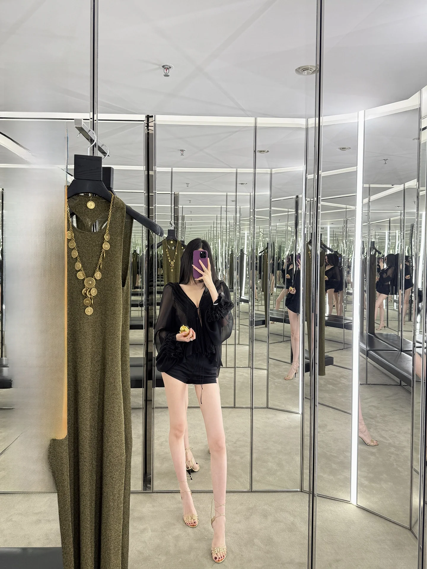 

Faionable Handmade Pleated Belted ort Sve Chiffon Top with Built-In Belted orts Women's Ensemble Ele Sle Summe...