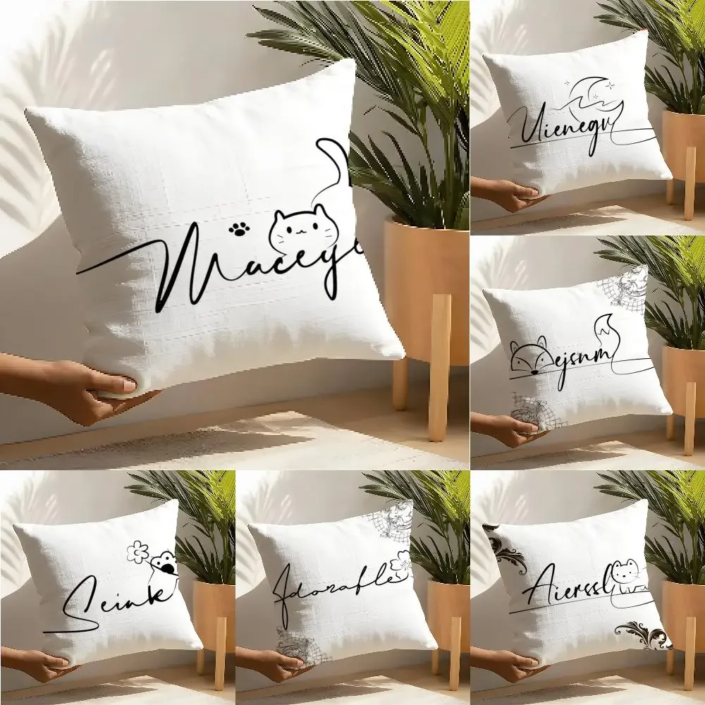 Artistic Animal Signatures Pillow Case Linen Cushion Covers For Decorative Sofa Home Pillows Case Car Chair Pillows Cases