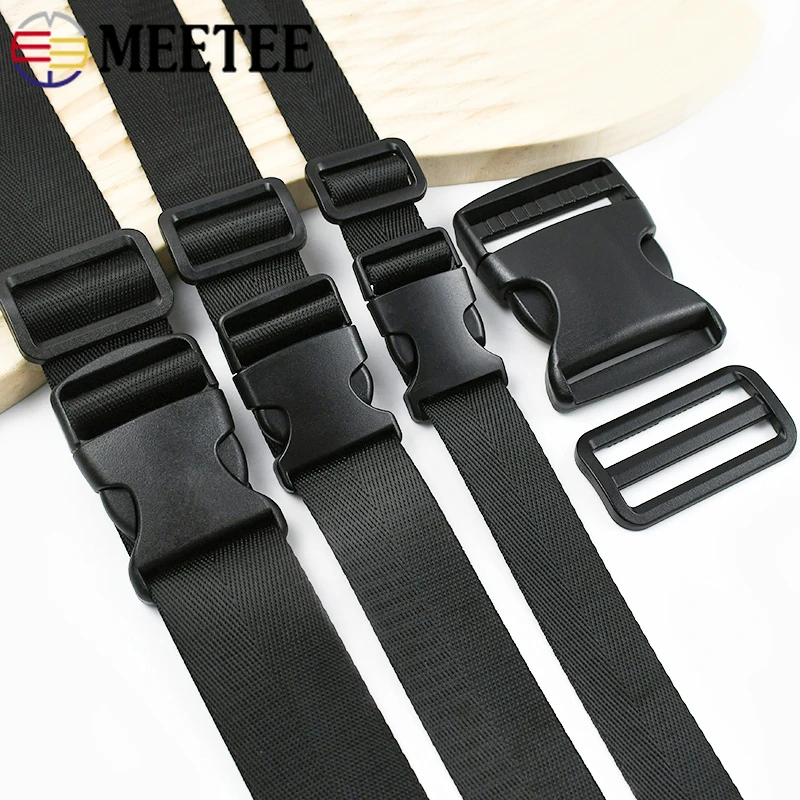 

2-10Sets 20-50mm Plastic Release Buckle Nylon Webbing Tri-Glide Slider Bag Strap Adjust Side Clip Clasp Ribbon DIY Accessories