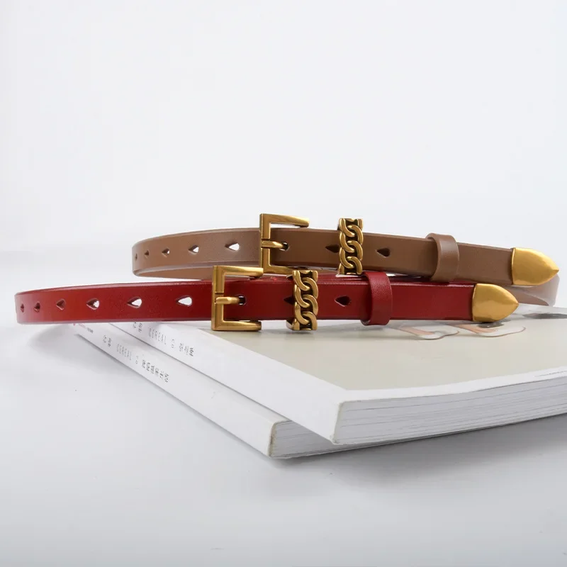 

Luxury Slim Leather Women's Belt with Simple and Fashionable Punk Casual Pants, Jeans, and High-end Feeling Belt