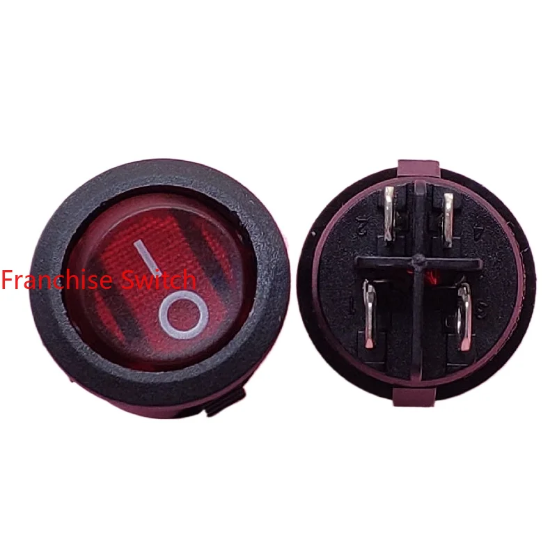 10PCS medical equipment power switch, round 4 feet 2 gears, red/green light, opening 20MM 8A/6A250V spot