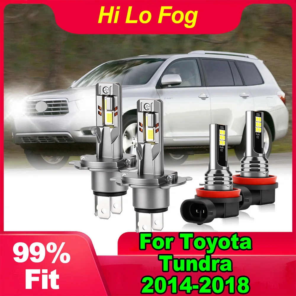 

For Toyota Tundra 2014-2018 2015 2016 2017 H4 High/Low Beam LED Headlight Bulbs 9003 Super Bright 6000K White H11 Auto Fog Light