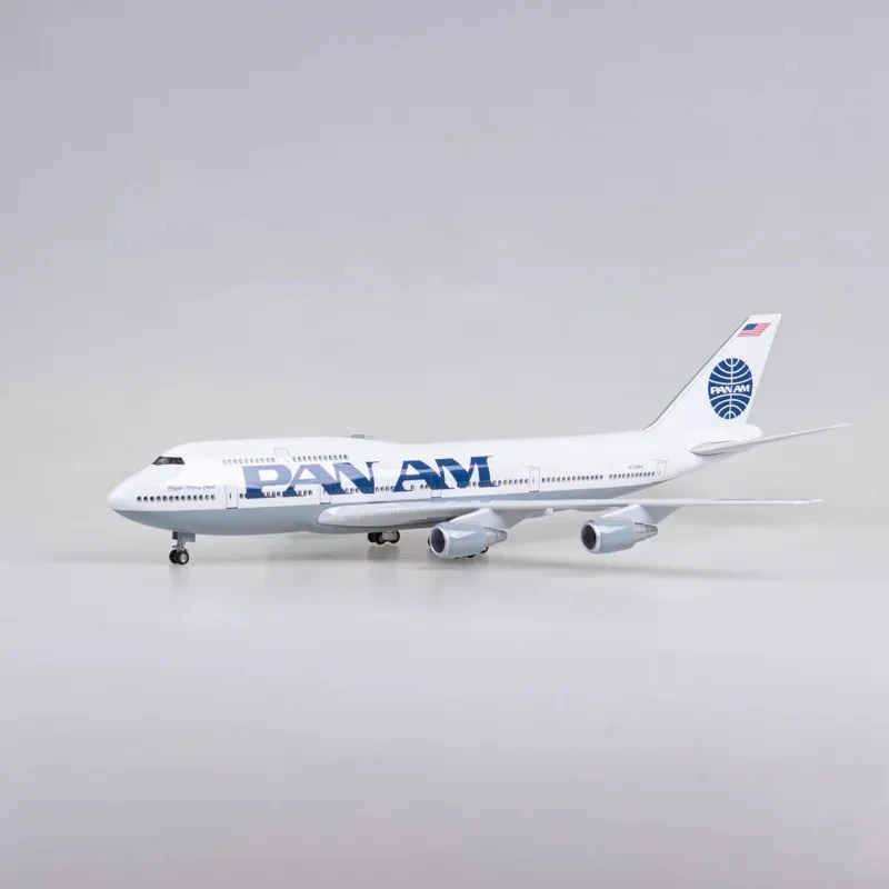 47cm 1/150 Scale Airplane 747 B747 Aircraft PAN AM Airline Model W Light and Wheel Diecast Resin Plane For Collection