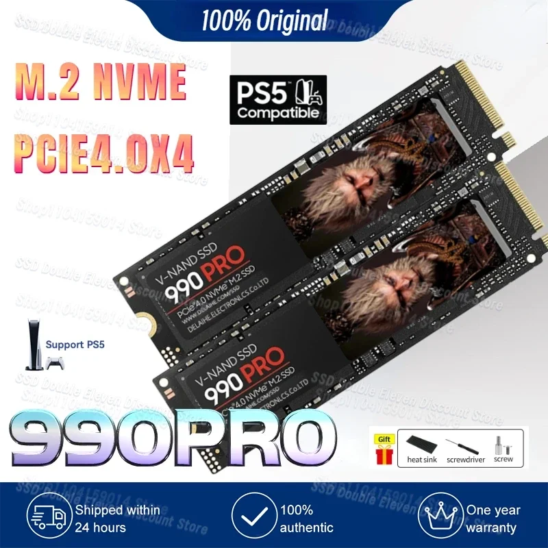 

New 990PRO 4TB 2TB 1TB SSD Internal Solid State Hard Drive Original M.2 2280 PCIe Gen 5.0 x 4 NVMe for PS5 Laptop Desktop PC