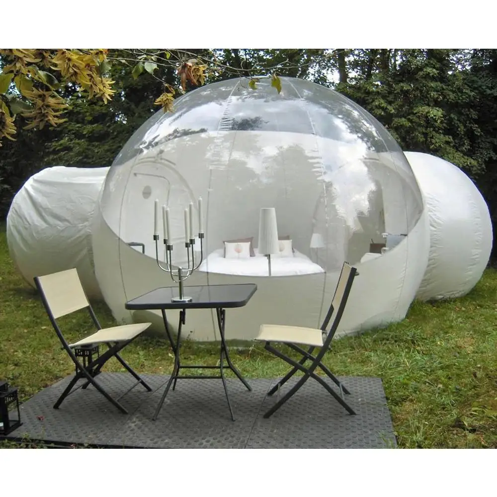 Tente à Bulles Gonflable d'Extérieur, Grande et Transparente, avec Chambre à Coucher et Toilettes, pour Camping, Glamping, Hôtel