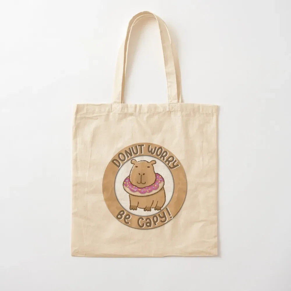 

“Donut Worry Be Capy” … Don’t worry be happy Tote Bag Canvas stote bag shopping bag Customizable tote