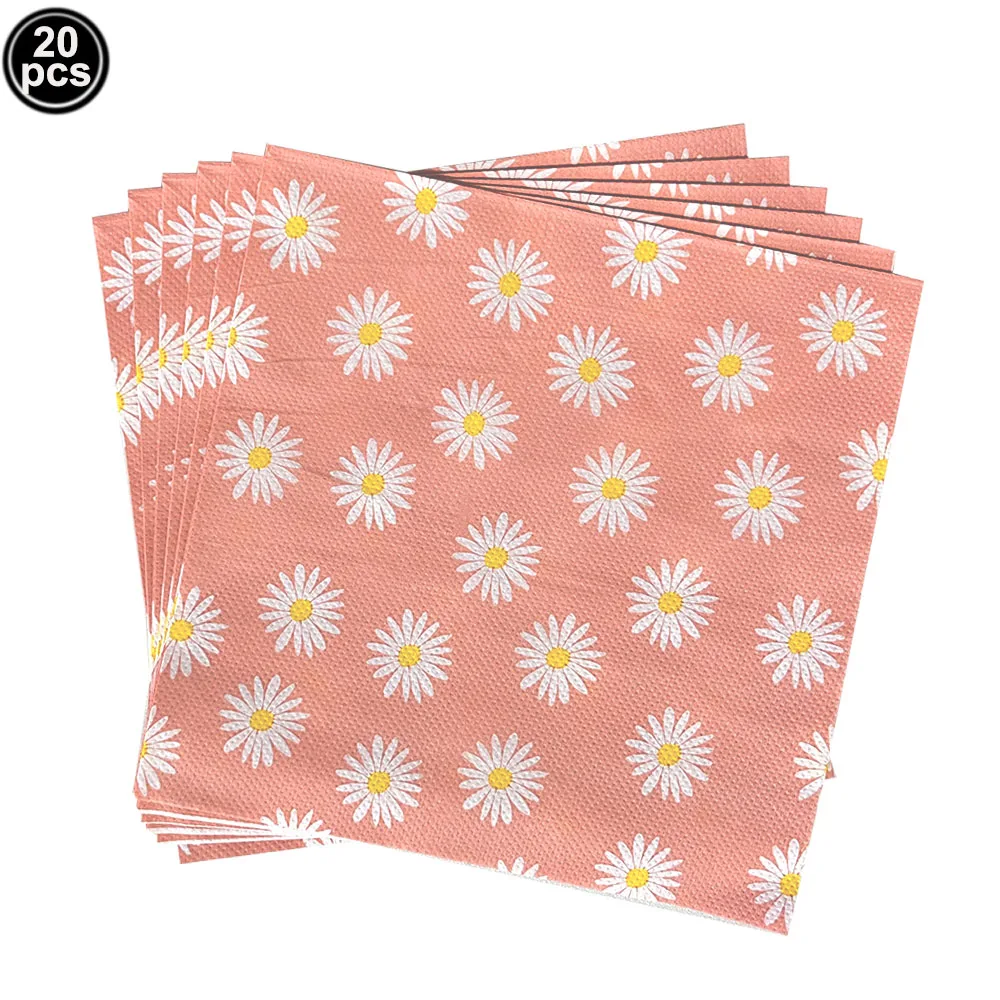 20/40/60pcs Daisy Flower Napkins Disposable Paper Napkins Spring Summer Daisy Birthday Supplies Baby Shower Party Dinner Decor