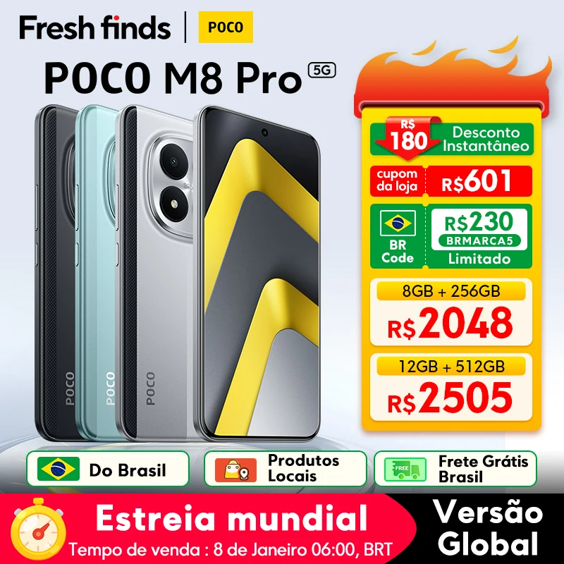 【Estreno mundial】POCO M8 Pro 5G Smartphone Versión global NFC Snapdragon ® Pantalla 7s Gen 4 6500mAh 100W HyperCharge 6.83" 120Hz