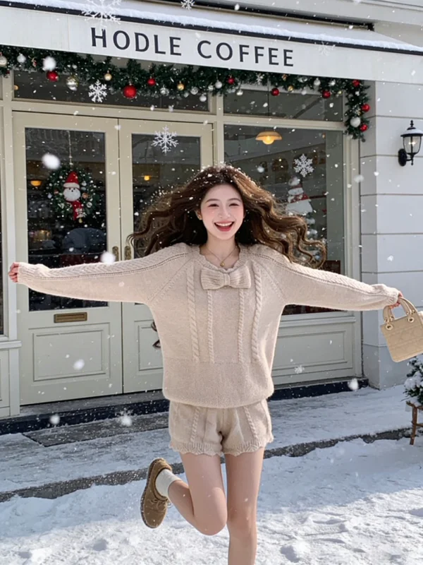 

Корейский свитер с узлом для ленивой девушки, утягивающий эффект, повседневный свободный крой, длинный вязаный свитер для молодых женщин