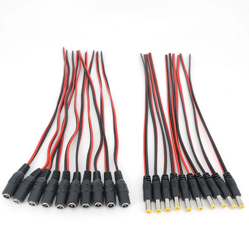 25cm DC Male Female Plug 12V Power supply Pigtail extend Cable Jack for led strip CCTV Camera Connector Extension Wire 5.5x2.1mm