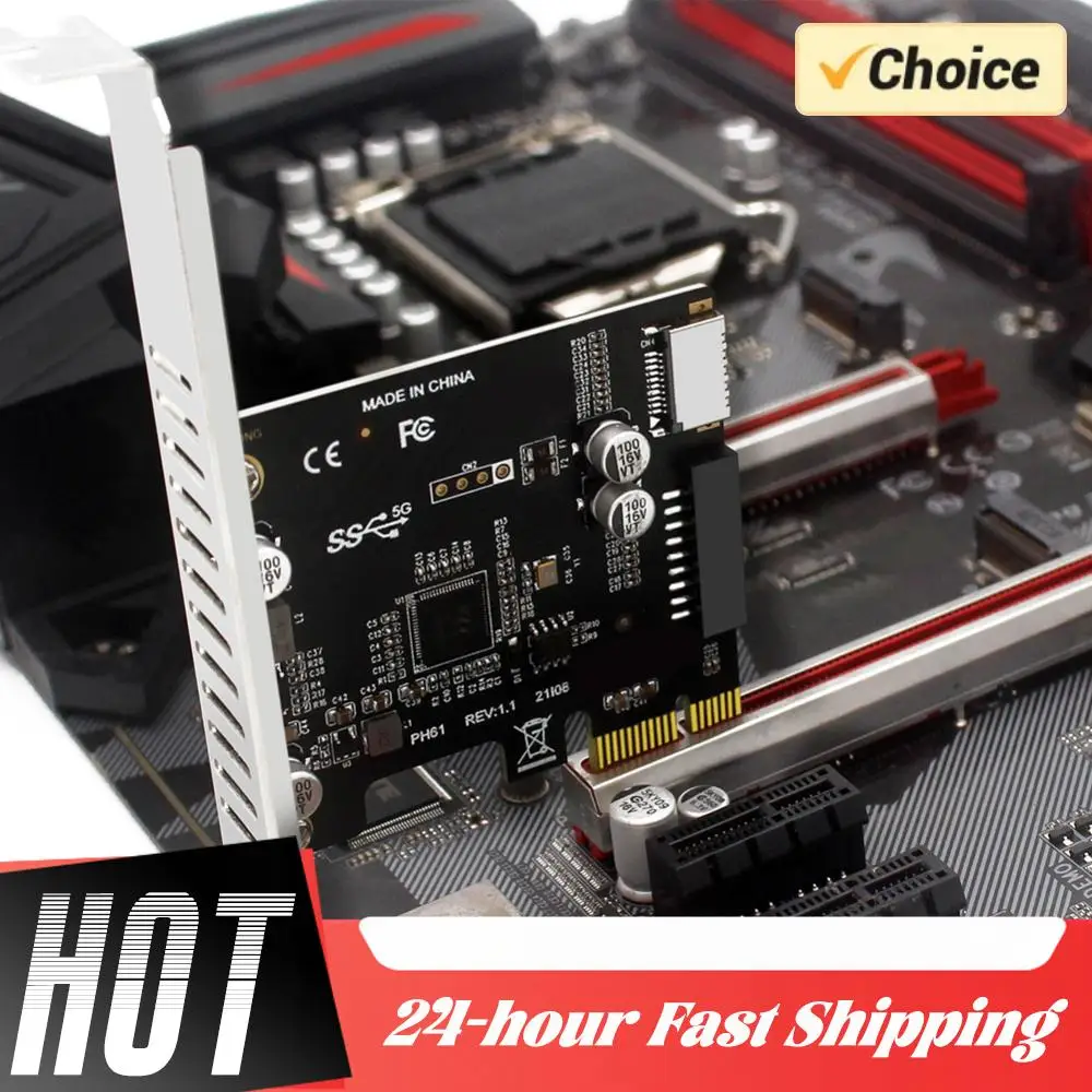 

PC PCI-E To USB 3.0 PCIE Expansion Controller Card 19PIN PCI-E To USB 3.0 Type C Front Panel Adapter
