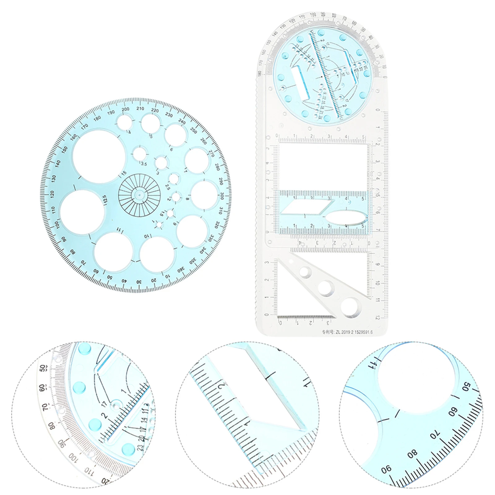 Plastic Geometric Drawing Templates Measuring Scales Rulers For Construction Engineering Art Design Students