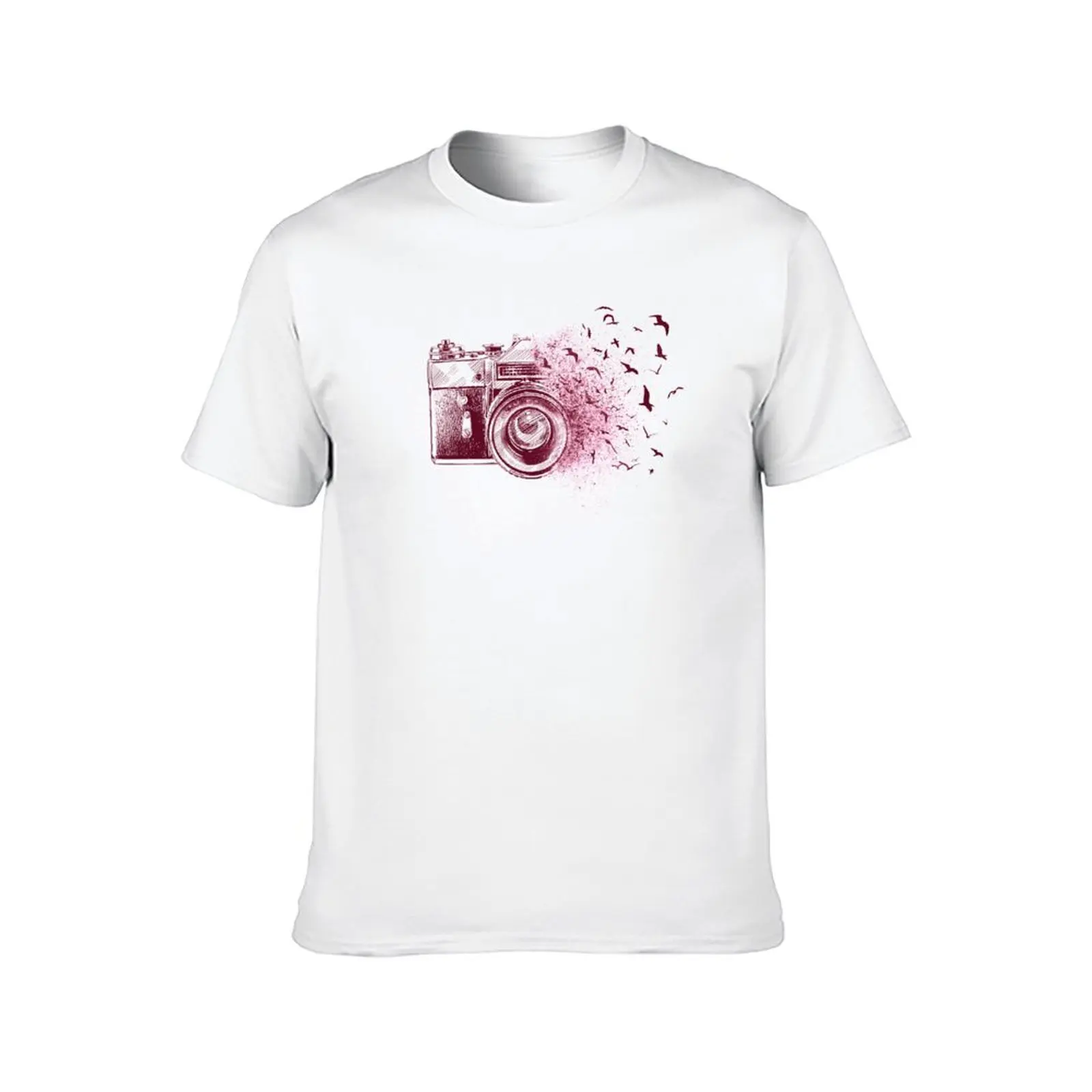 Camera and Birds 2 T-Shirt luxury designer man t shirt cotton graphic tees mens white t shirts