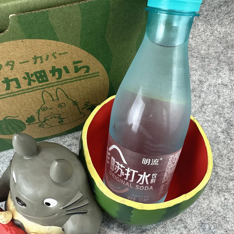 Mini Cute Totoro Watermelon Shaped Anime Figure Desktop Storage Collectible Doll Home Window Sill Decor Plant Pot Model Toy Gift