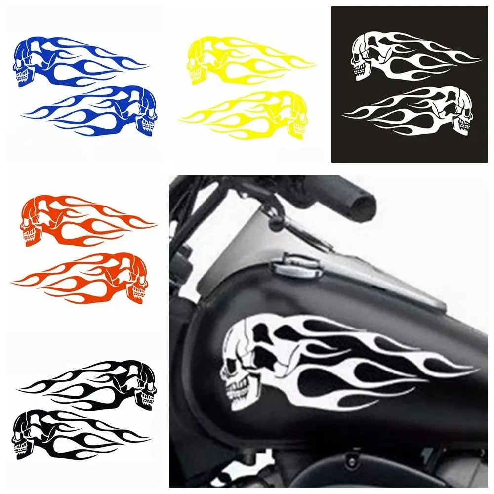 

Creative Motorbike Electricbike Car Modification Flame Skulls Decals Motorcycle Ornament Helmet Decration 3D Fuel Tank Stickers