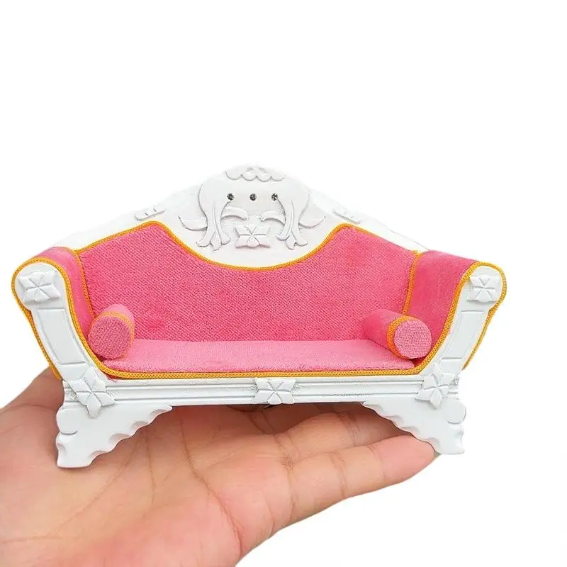 [JN] 1 個 1:12 スケールドールハウスミニピンクダブルソファモデルリビングルームシーンミニチュアおもちゃアクセサリー DIY