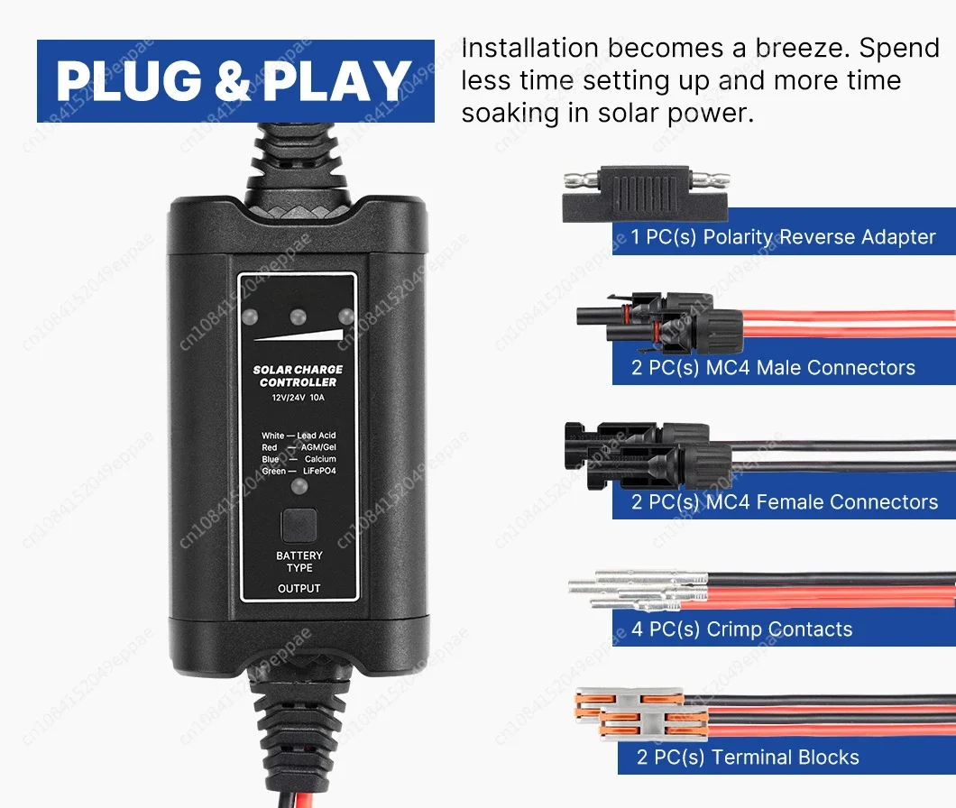 ATEM POWER 12V 24V 10A MPPT Controller MPPT Solar Charge Controller