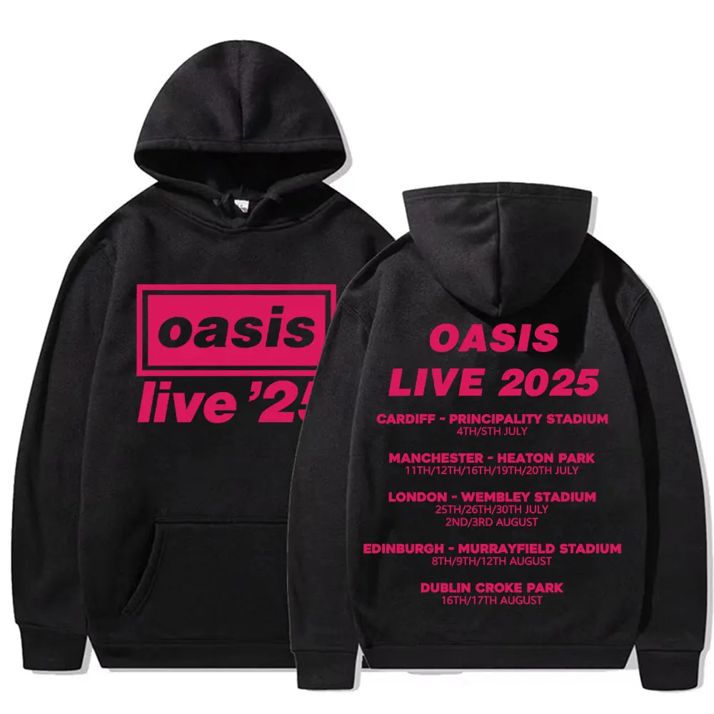 Рок-группа O-Oasis Live 25 World 2025 Tour толстовки мужская одежда Harajuku толстовки в стиле хип-хоп ретро флисовые пуловеры с длинными рукавами