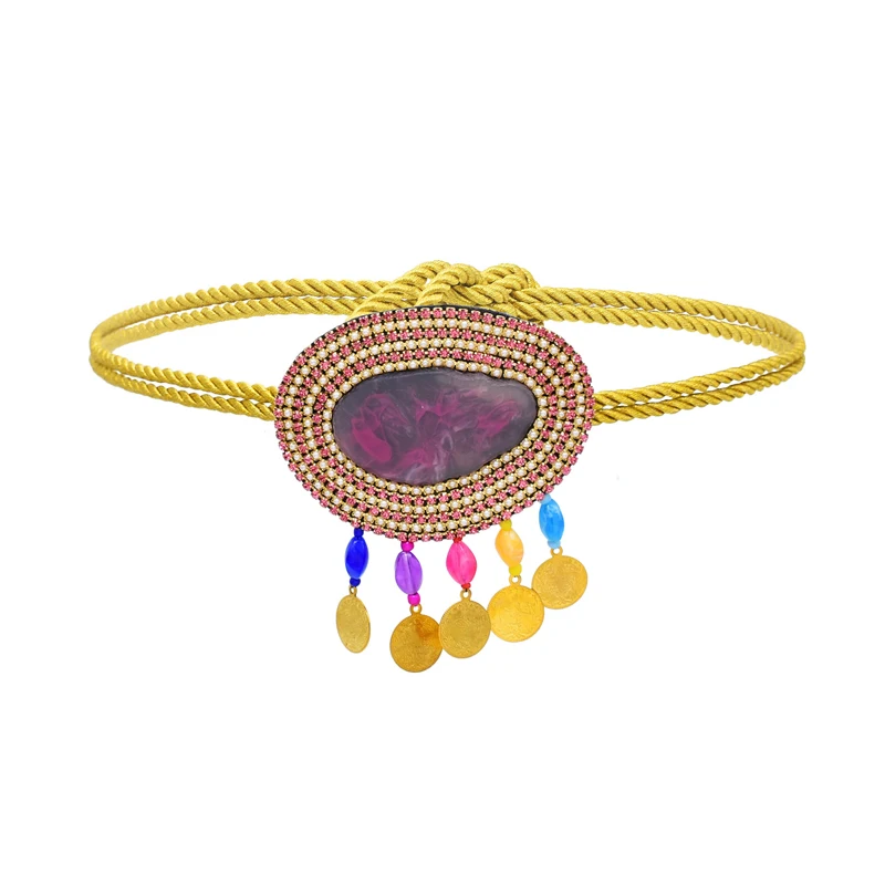 Bohemia Tether Set With Diamonds Stone Waist Chain Colorful Gemstone Tassel Pendant Fashion Women Accessories