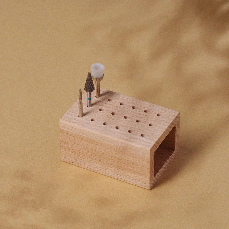 18 穴木製ネイルドリルビットホルダースタンドディスプレイ収納ボックスネイルグラインドヘッドオーガナイザー空のコンテナケースマニキュアツール