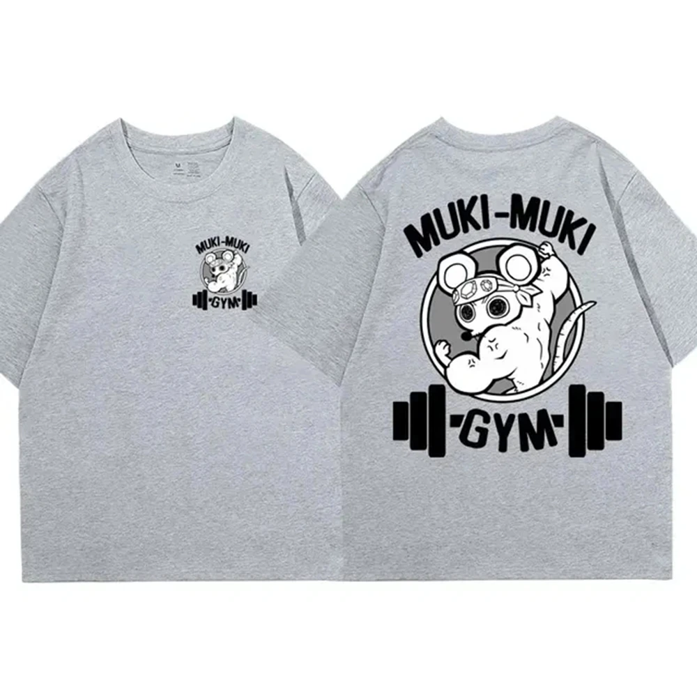Anime Demon Slayer Uzui Tengen Print T-shirts Unisex Funny Ninja Mice Muki Muki Gym T Shirt Muscular Mouse Oversized 72453