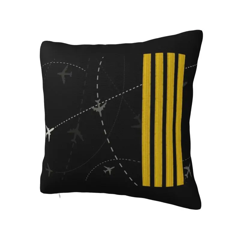 Airplane Flight Routes Captain Stripes Pillow Sofa Aviation Aviator Pilot Modern Cushion Cover Square Pillowcase