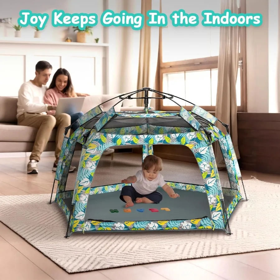 Baby Playpen Pop-up Tent - Outdoor and Indoor Play Tent for Beach with Canopy Travel Bag Portable Play Yard for Babies and Todd