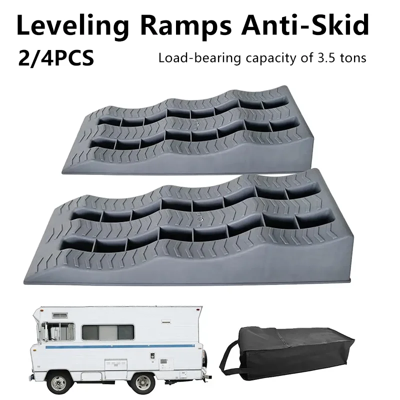 

2PCS Auto Wheel Blocks RV Leveling Ramps Anti-Skid Heavy-Duty Camper Wheel Chocks Levelers Load-Bearing Capacity Of 3.5 Tons