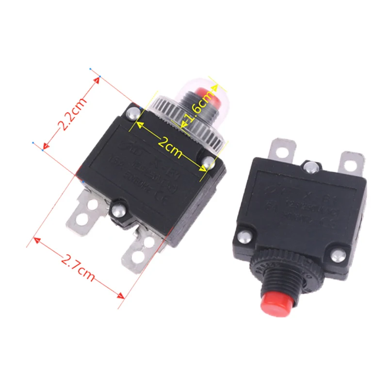 Pemutus sirkuit sakelar termal pelindung kelebihan beban 5A 6A 8A 10A 15A 20A Sekring pelindung sakelar kelebihan beban