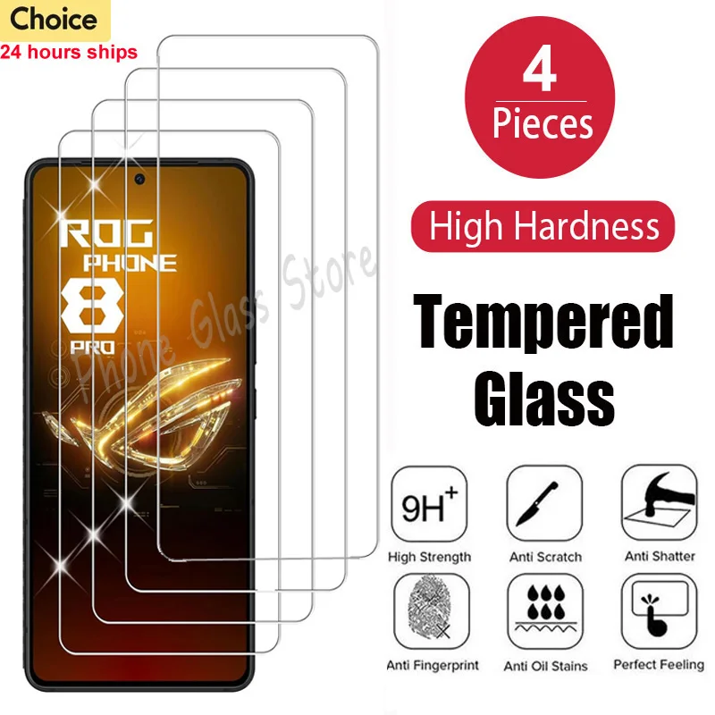 4Pcs Tempered Glass For Asus ROG Phone 8 7 6 Pro 5 3 Strix 2 Zenfone 10 9 8 2.5D 9H Protective Transparent Screen Protector Film