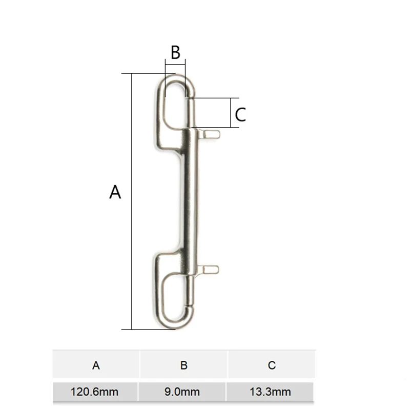 Diving Hook Stainless Steel Double Ended Bolt Snap Hook for Scuba Diving Pet Leash Camera Strap Keychain Hammock KXH