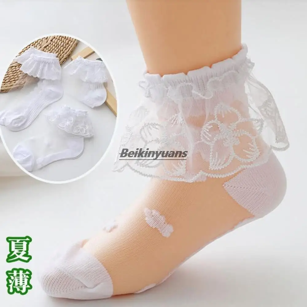 Children\'s girls lace socks Princess mesh glass silk stockings girls summer new socks