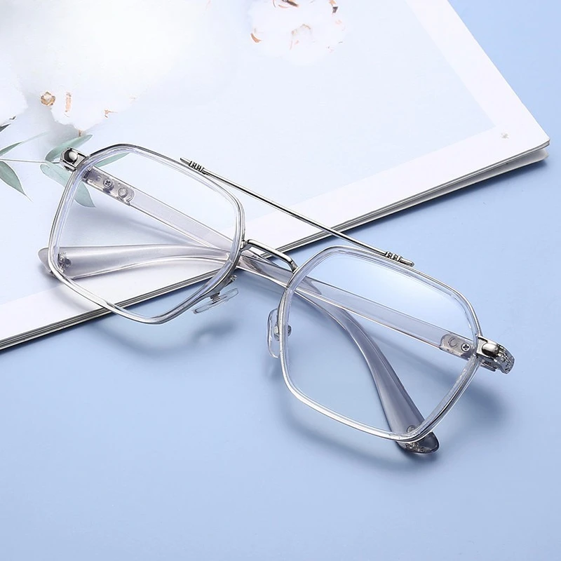 

NEW Double Bridge Square Anti-blue Light Glasses Women Men Vintage Transparent Computer Glasses Oversize Frame Eyeglasses