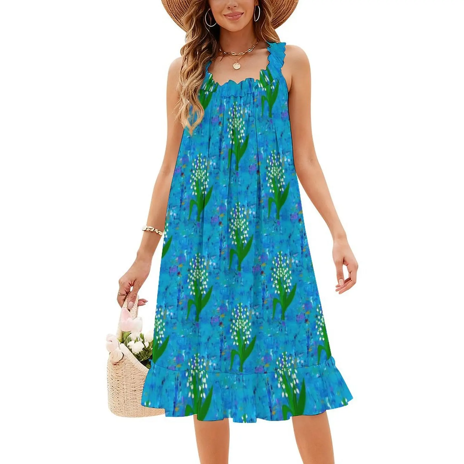 فستان حفلات أنيق للسيدات من Flowers Lily Of The Valley 1720 على شكل حرف A مع خيارات قصيرة/طويلة/بدون أكمام زنبق زنبق الزنبق