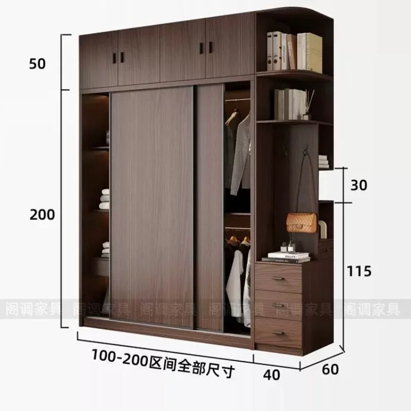 Wooden Wardrobe Sliding Door Cabinet Side Open Wardrobe Bedroom Clothing Drawer Closet Armadio Camera Da Letto Home Furniture