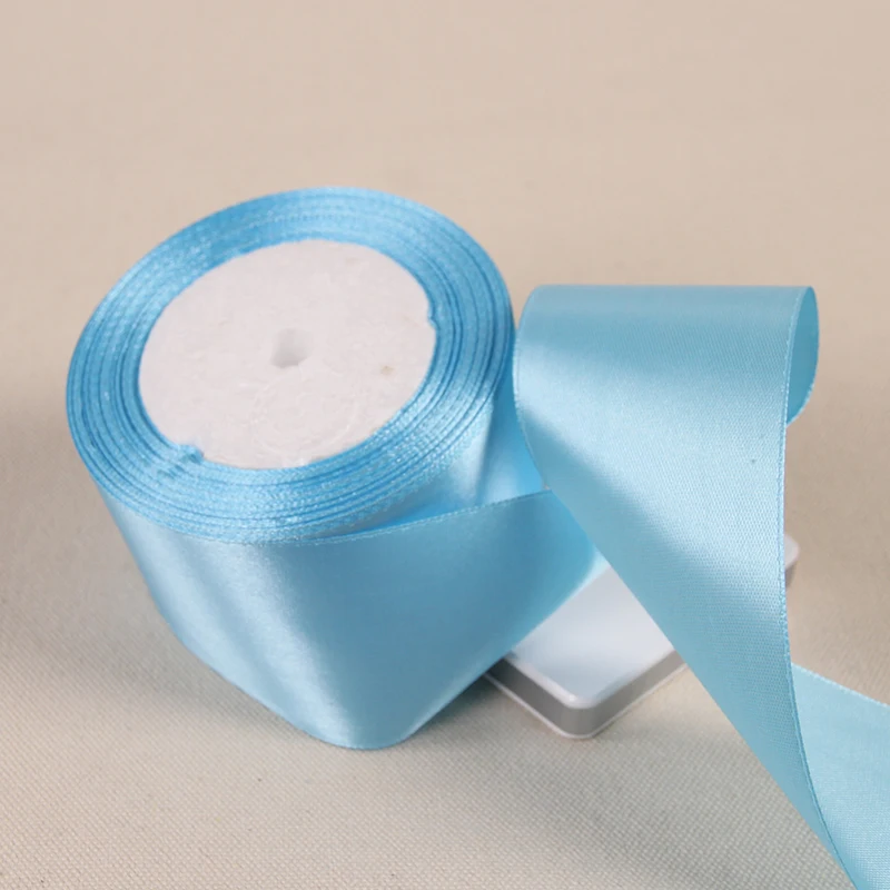 3/6/10/12/15/20/25/38/50/76MM Sky Blue Satin Ribbons for Wedding Xmas Party Decorations DIY Bow Craft Ribbon Card Gifts Wrapping